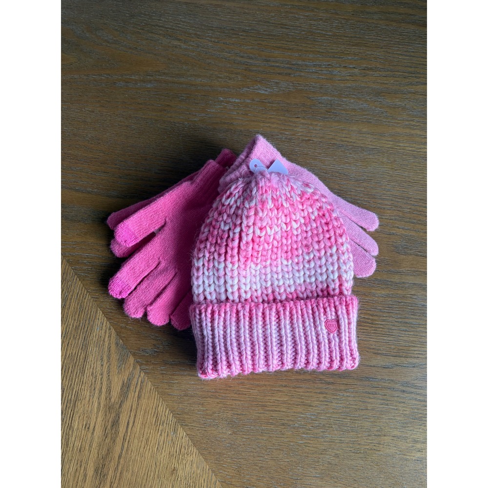 Madden Girl Kids Hot Pink Ombre Beanie and 2 Pairs Gloves Set MGFA-095 M/L